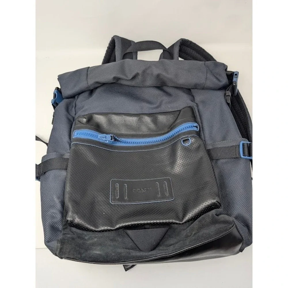 Coach Men's Terrain Roll Top Backpack Black‎ Nylon and leather
